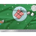 thumbnail image 2 of Soimoi Green Moss Georgette Fabric Snowman & Penguin Cartoon Printed Fabric 1 Yard 42 Inch Wide, 2 of 3