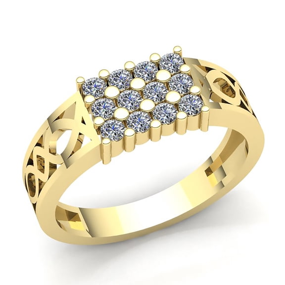 1ctw Round Cut Diamond Mens Cluster Engagement Anniversary Ring Solid 14K Rose, White or Yellow Gold IJ SI2