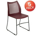 thumbnail image 6 of Flash Furniture HERCULES Series 5 Pack 661 lb. Capacity Burgundy Stack Chair with Air-Vent Back and Black Powder Coated Sled Base, 6 of 9
