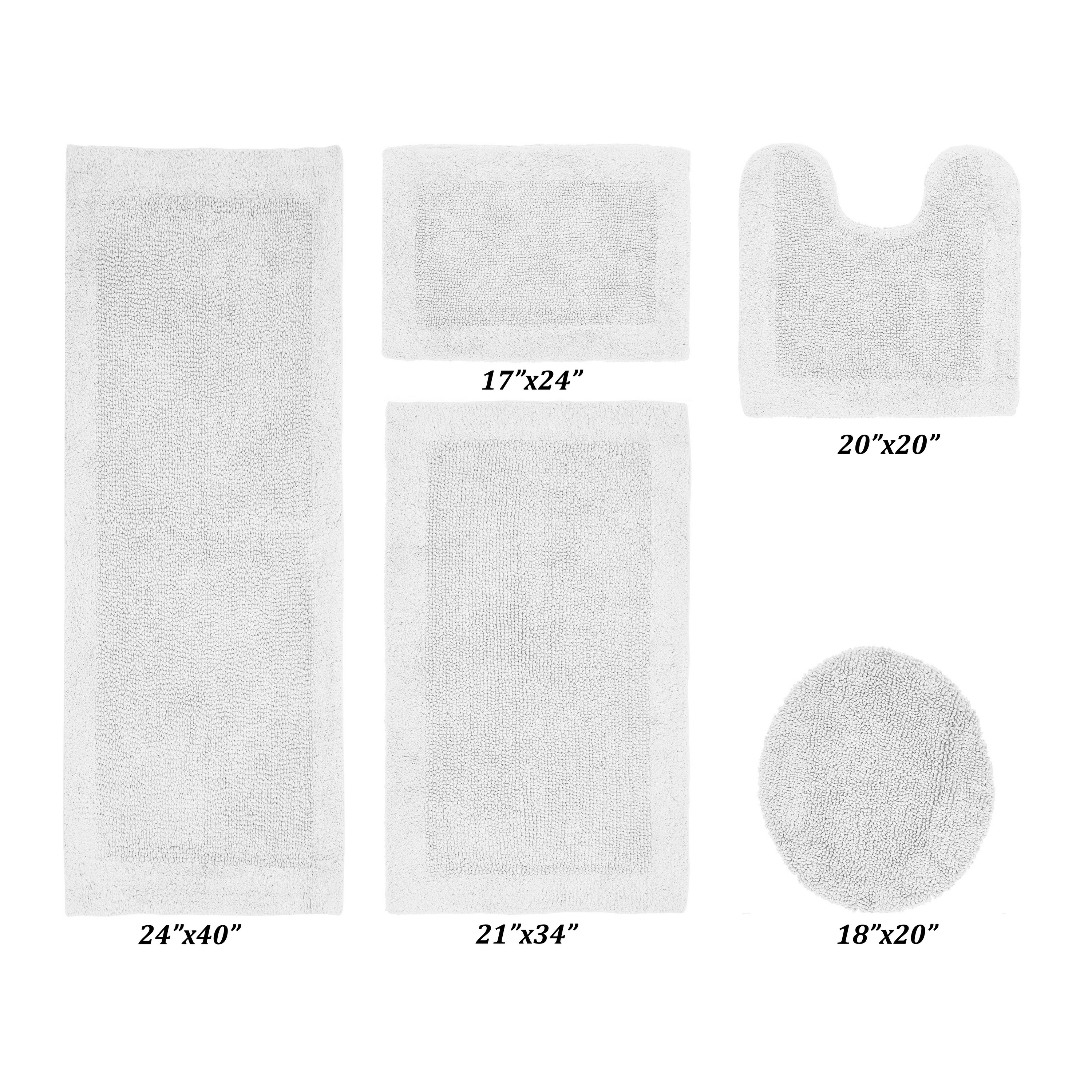 Better Trends Edge White 100% Cotton 5 Piece Bath Rug Set