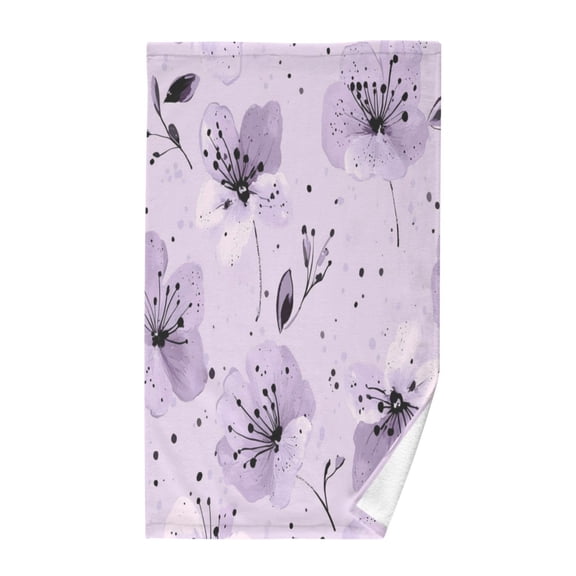Pure Cotton Face Towel 16x28 Inches Hand Towel Bath Towel Hand Bath Towels Soft Good Water Absorption for Washing Face Wiping Face Blooming Purple Flower