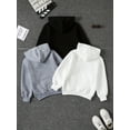 thumbnail image 2 of Fdqin Boys Hoodies 3 Piece Waffle Button Sweatshirts Long Sleeve Loose Pullover with Pocket Grey Black White 9-10 Years, 2 of 6