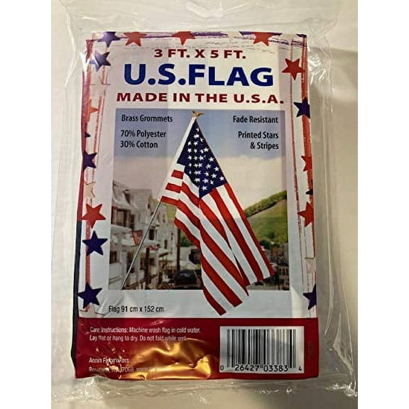 Annin 3' X 5' Poly-Cotton U.S. American Flag Grommet Style