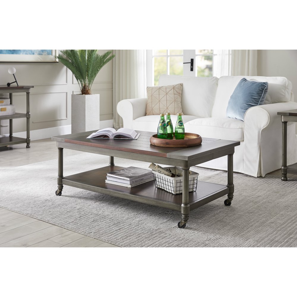 Rolling Rustic Cocktail Table Sofa Coffee Table End Table