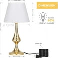 thumbnail image 2 of Bedside Table Lamp (Set of 2) with White Fabric Display for Bedroom, office, Gold Base, 2 of 5