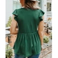 thumbnail image 4 of Blusa de manga corta con volantes para mujer, blusa informal de manga corta con dobladillo suelto y cuello en V para primavera y verano, verde XXXL, 4 of 8