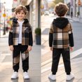 thumbnail image 2 of Leey-World Toddler Boys Clothes 2T 3T 4T 5T 6T 7T Boys Plaid Hoodie Button Top & Sweatpants Set 2Pcs Fall Winter Outfits for Toddler Little Kids, 2 of 9