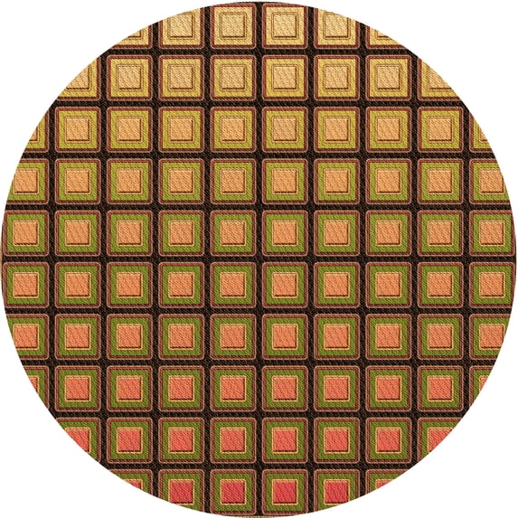 Ahgly Company Indoor Round Patterned Caramel Brown Area Rugs, 7' Round