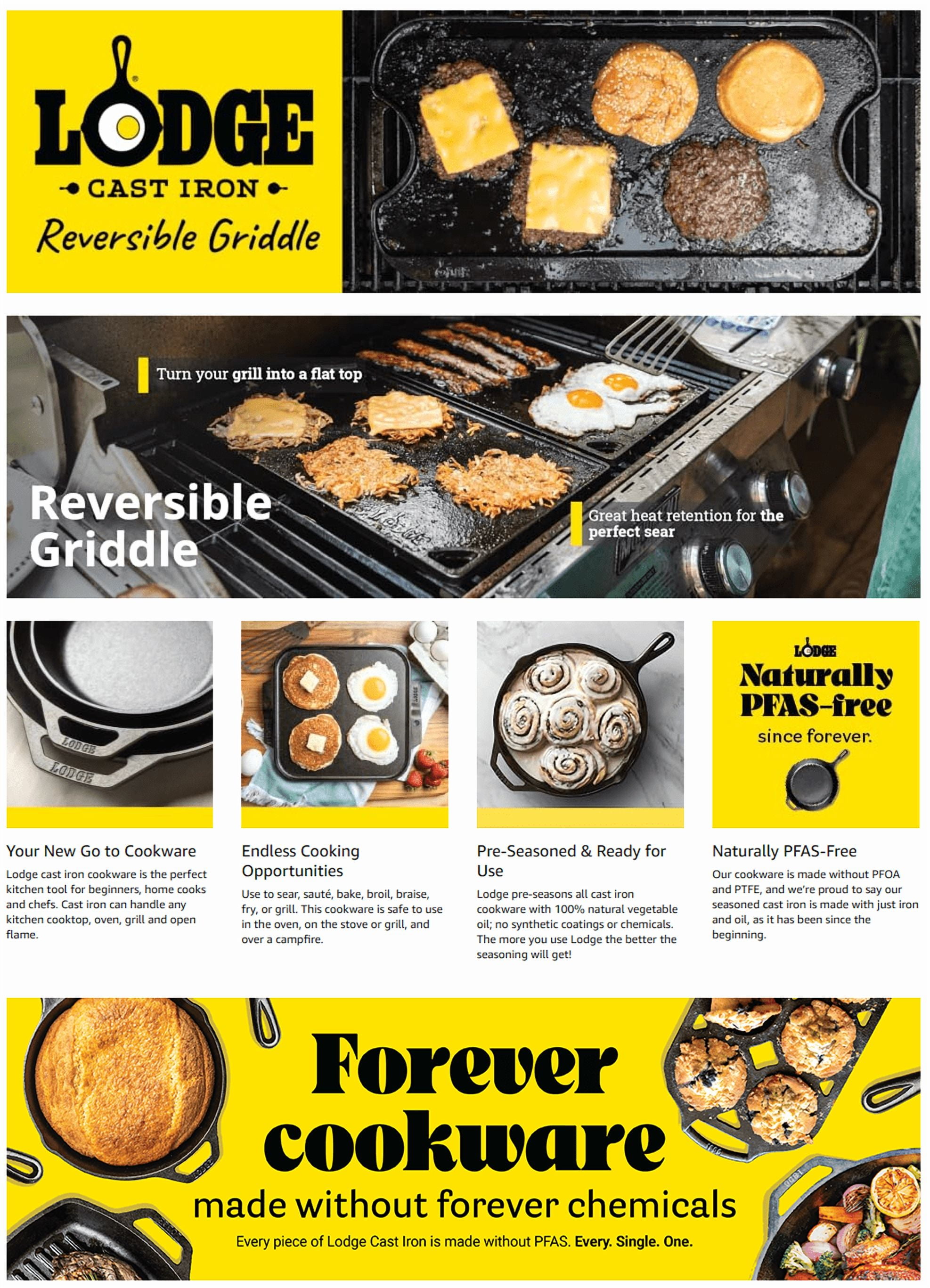 Lodge Cast Iron Seasoned Pro Grid Reversible Grill/Griddle