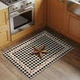 thumbnail image 2 of 2x3 Ft Entryway Area Rug, Texas Star Vintage Kitchen Rug Runner Washable Floor Mat, Retro Country Brown Stars Checkered Non Slip Indoor Door Mat Throw Carpet for Bathroom Living Room Bedroom, 2 of 8