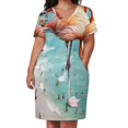 thumbnail image 2 of Vestido holgado de bolsillo con diseño de flamencos en la playa fotografía de verano pájaros surrealismo naturaleza flamenco Fantasía, 2 of 6