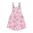 thumbnail image 2 of Musuos Kids Girls Overall Shorts, 6 12 18 24M 3 4Y Plaid Flower Print Rolled Hem Jumpsuit Summer Clothes with Pockets for Casual Daily, 2 of 9