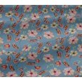 thumbnail image 5 of oneOone Viscose Jersey Grayish Blue Fabric Flower Watercolor Quilting Supplies Print Sewing Fabric By The Yard 60 Inch Wide, 5 of 5