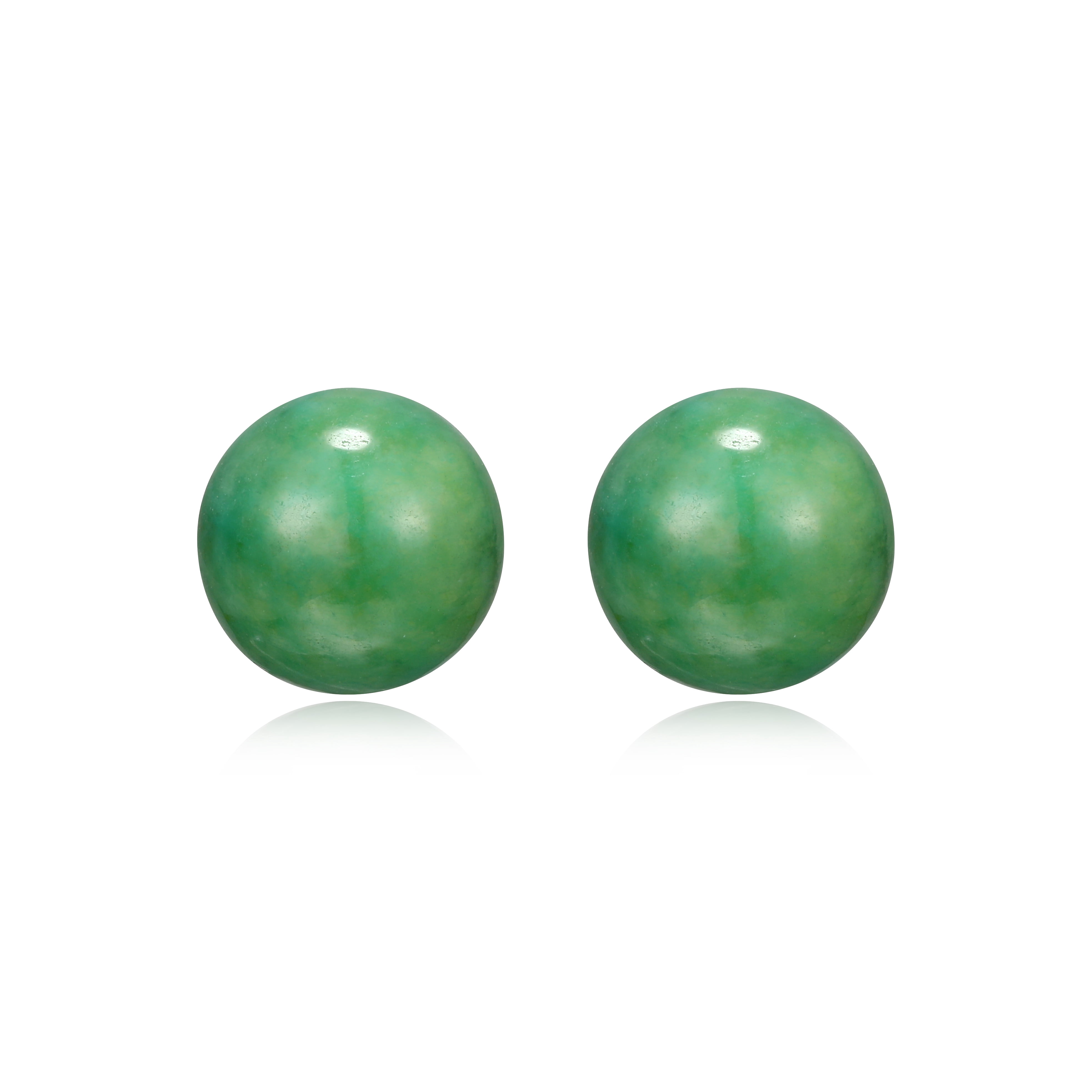 Forever Facets Women's Platinum over Sterling Silver Genuine Jade Stud Earring