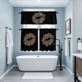thumbnail image 6 of Sexy Leopard Stripes Lips Curtain Tier and Valance Set 3 Piece, Black Background 3-inch Rod Pocket Window Tier Curtains Valance for Kitchen Living Room, 6 of 9