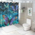 thumbnail image 7 of Awypu Fantasy Watercolor Style Butterflies Star Sky Full of Stars Durable and Washable Waterproof Shower Curtain Multiple Sizes White, 7 of 7