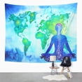 thumbnail image 2 of UFAEZU Abstract Human Meditator Chakra Universe Power World Map Blue Green Watercolor Wall Art Hanging Tapestry Home Decor for Living Room Bedroom Dorm 51x60 inch, 2 of 2