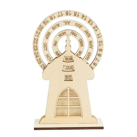 Desk Calendar Turntable Reusable Perpetual Calendar for Kitchen Xmas Party Decor