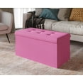 thumbnail image 2 of Home Design Florence Upholstered Folding Storage Bench with Foam Filled Seat, Multi-Purpose Rectangular Design for Seating, Footrest, or Hidden Storage in Living Room or Office, PU Pink, 2 of 3