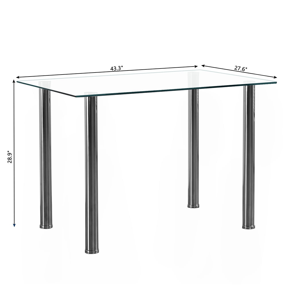Kadyn 5 PC Dining Set, Stainless Steel Dining Table with 4 Chairs, Dining Table Set for Kitchen, Transparent Kadyn 5 PC Dining Set, Stainless Steel Dining Table with 4 Chairs, Dining Table Set for Kitchen, Transparent