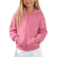 thumbnail image 6 of Children's Jackets Dqueduo Children's Winter Solid Color Full Zip Hooded Fleece Lined Sweatshirt Coat Jacket Pink 9-10 Years, 6 of 10