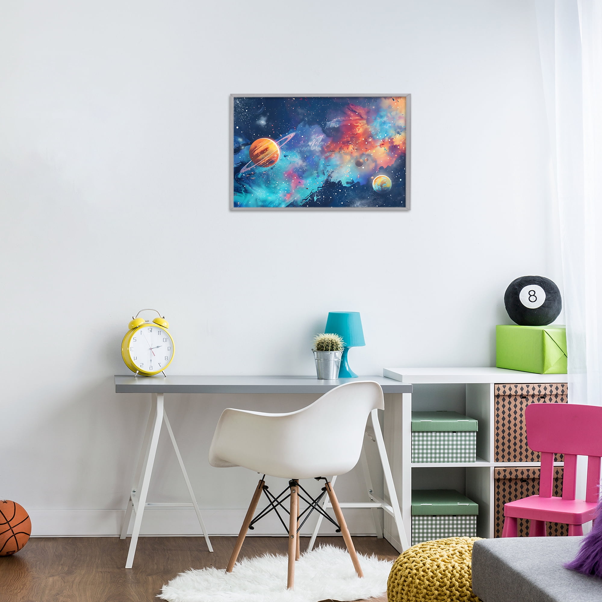 Stupell Industries Nebula Dreams Scattered Planets Gray Framed Giclee Art, design by Creative Studio