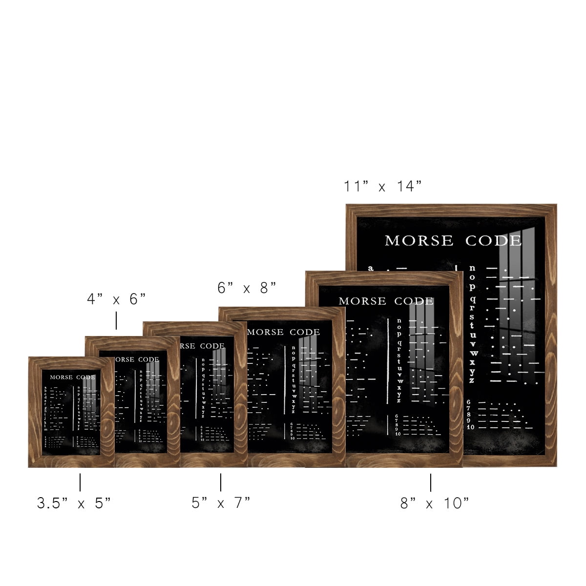 Morse Code Chart - Framed Print w/glass - Walnut