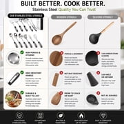 Stainless Steel Kitchen Utensil Set, 11 Piece | Premium Thickened Cooking Utensils Set, Silver Kitchen Tools Set for Cooking, Dishwasher Safe Kitchen Tool Set