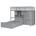 thumbnail image 4 of Harper & Bright Designs Twin Size Bunk Bed with Hydraulic Bed and Wardrobe, Wooden Bunkbed with 6 Drawers & Storage Shelves, Full-Length Guard Rail, Gray, 4 of 15
