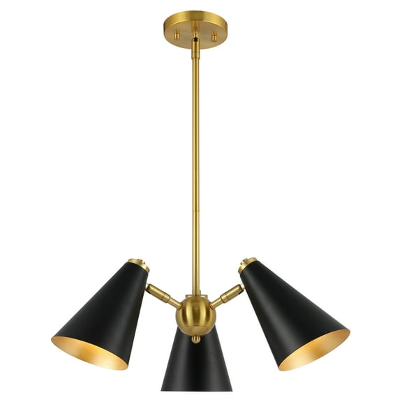 SAFAVIEH Naveeda 3-Light LED Black Iron Pendant Light with Black Shade