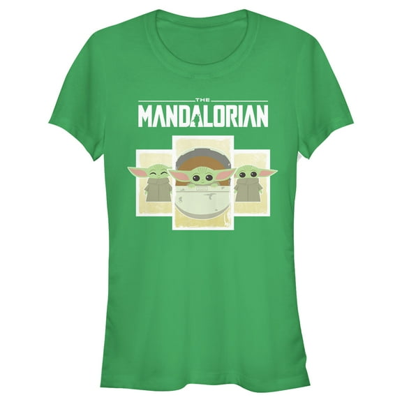 Junior's Star Wars: The Mandalorian The Child Cartoon Cards Graphic Tee Kelly Green Large