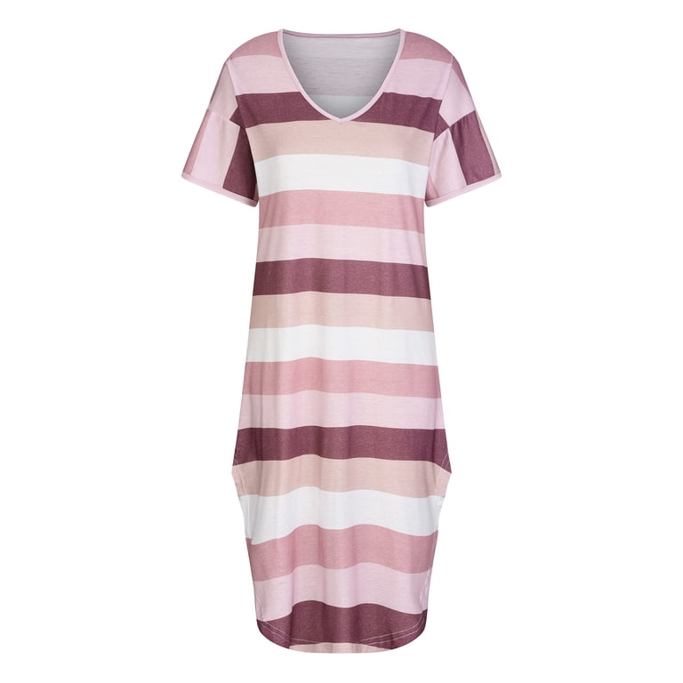 HTNBO Short Sleeve Casual Dresses for women Striped Print V Neck Purple Dress - Walmart.com HTNBO Short Sleeve Casual Dresses for women Striped Print V Neck Purple Dress - Walmart.com