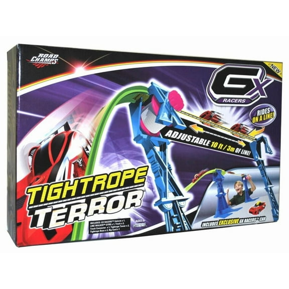 Road Champs Gx Track Tightrope Terror Zipline Race Car Set