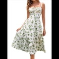 thumbnail image 2 of Vestido Midi con Corsé, Aberturas Fluidas y Cordones para Mujer, Vestido Informal de Verano de Corte A para Fiesta de Té. Verde M, 2 of 7