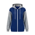 thumbnail image 5 of Perfectbot Women's Color Block Zip Up Hooded Jacket, Front Kangaroo Pockets Hooded Sweatshirt Coat, 5 of 7