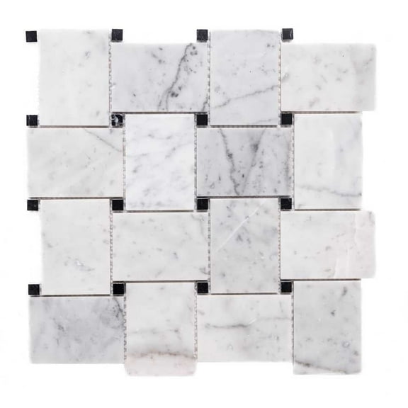 The Tile Life Santorini Basketweave Carrara Marble Mosaic Tile - 12 x 12 in. - 1-Piece - Floor, Wall & Backsplash