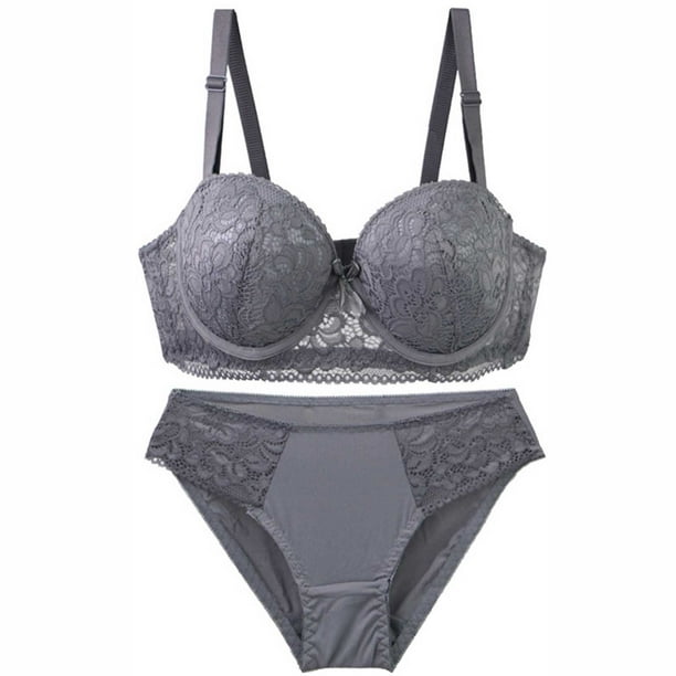 HongQid Womens Seamless Bra Underwire Matching Bra And Panty Set Comfort Push Up Bras Buttery Soft Wired Bralette Full Coverage Sport Everyday Bra