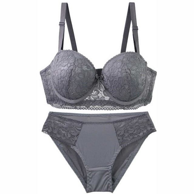 HongQid Womens Seamless Bra Underwire Matching Bra And Panty Set Comfort Push Up Bras Buttery Soft Wired Bralette Full Coverage Sport Everyday Bra