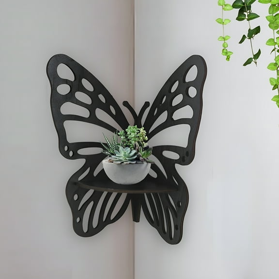LAMIRO Butterfly Corner Shelf Wall Corner Shelf Wall Mounted Gift Butterfly Shape Storage Rack for Bedrooms Dorm Home Bathroom Decor A