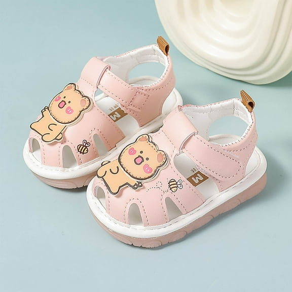 Delliss Baby Boys Girls Squeaky Sandals Non-Slip Soft Rubber Sole Closed Toe Infant Summer Outdoor Shoes Toddler First Walkers 0-2 Years