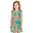 thumbnail image 1 of Balery Colorful Palm Leaves Camisón de princesa para niñas, pijama de algodón con mangas abullonadas, suave y bonito.-Large, 1 of 6