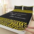 thumbnail image 3 of jejeloiu Chic Zebra Pattern Bed Sheets,Abstract Geometric Lines King Sheets,Yellow Black Sheet Set For Kids,Ultra Soft Home Decor,4-Piece, 3 of 7