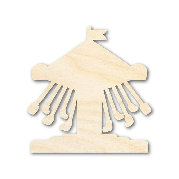 Unfinished Wood Swings Ride Shape | Amusement Park | Craft Cutout 12" / 1/8"
