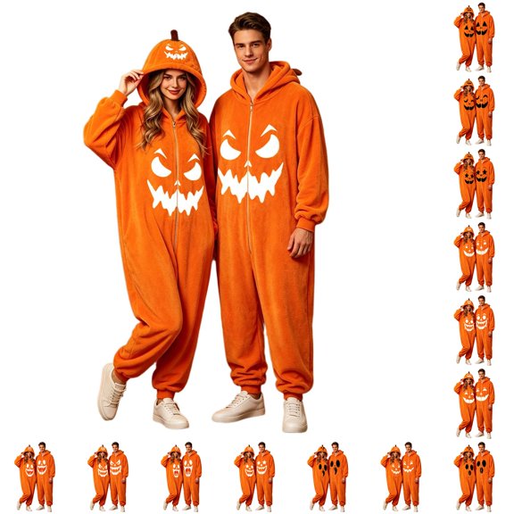 DHFJKG Plush Animal Onesies Adult Halloween Pumpkin Pajamas Unisex Onesie For Women Men Fuzzy One-Pieces