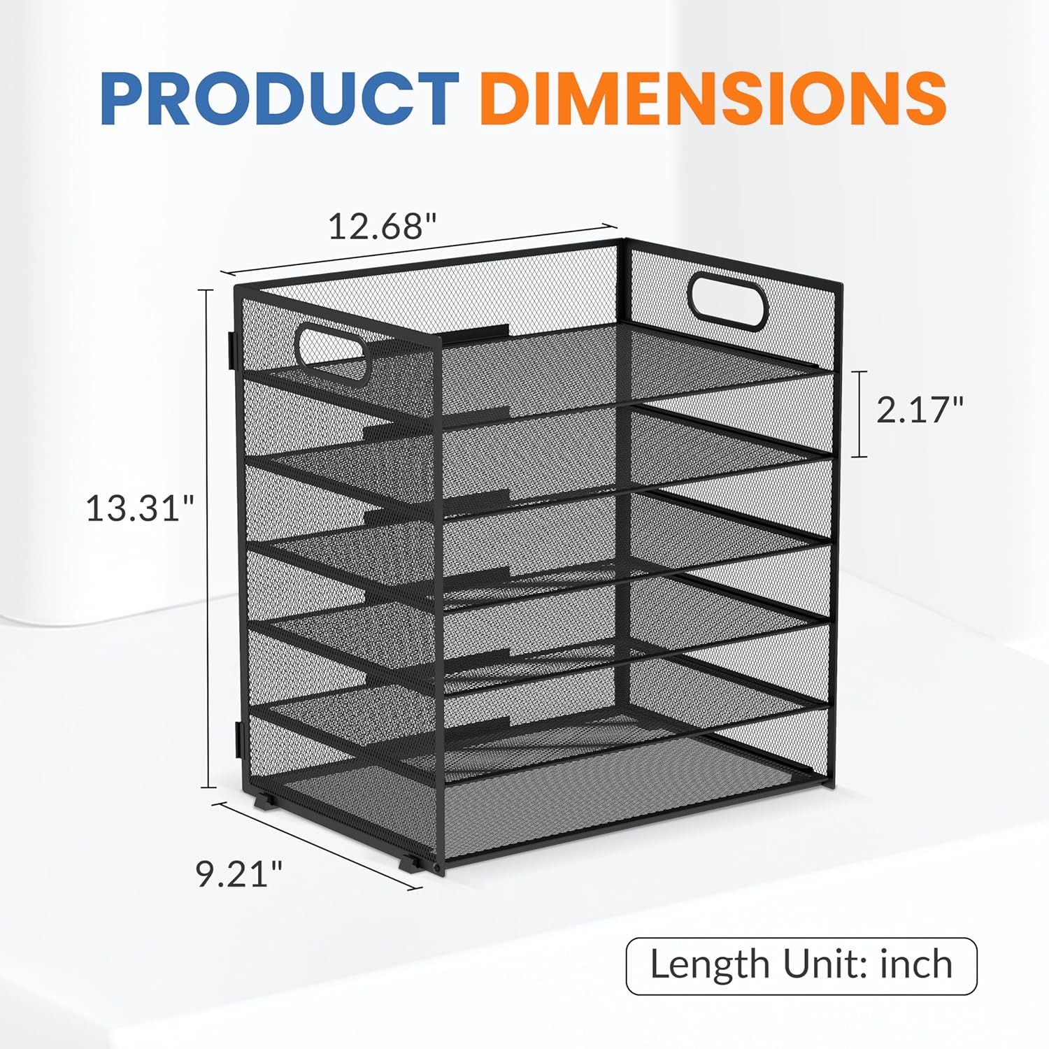 INTIGE 6 Tier Paper Organizer for Desk, Paper Letter Tray, Metal Mesh Desktop File Organizers with Handle for Office/Home