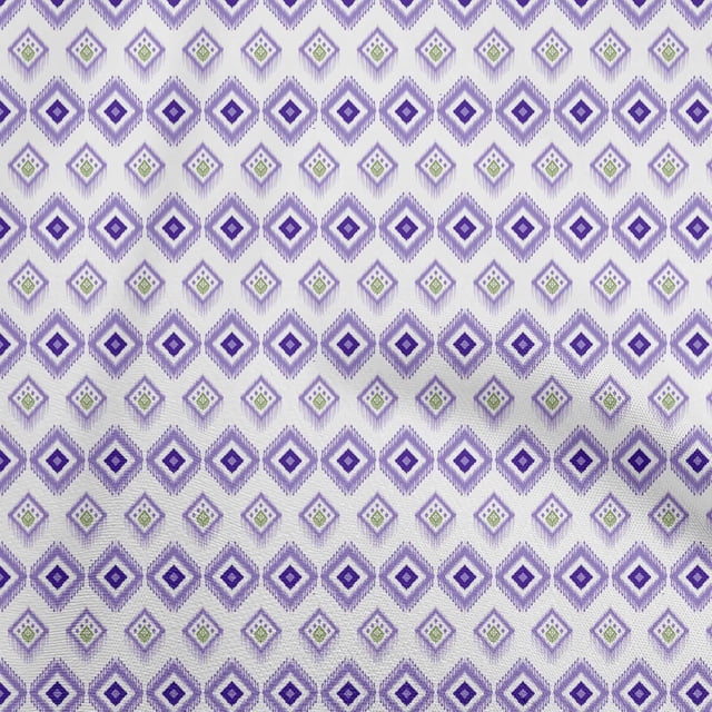 oneOone Cotton Silk Bluish Violet Fabric Asian Ikat Craft Projects Decor Fabric Printed by The Yard 42 Inch Wide