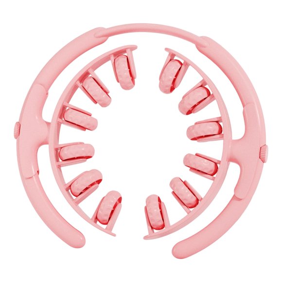 Rodillo de masaje para piernas con 12 ruedas, compacto y desmontable, para pantorrillas y brazos, 28 x 26 x 4 cm, tensión ajustable y versátil. Rosa