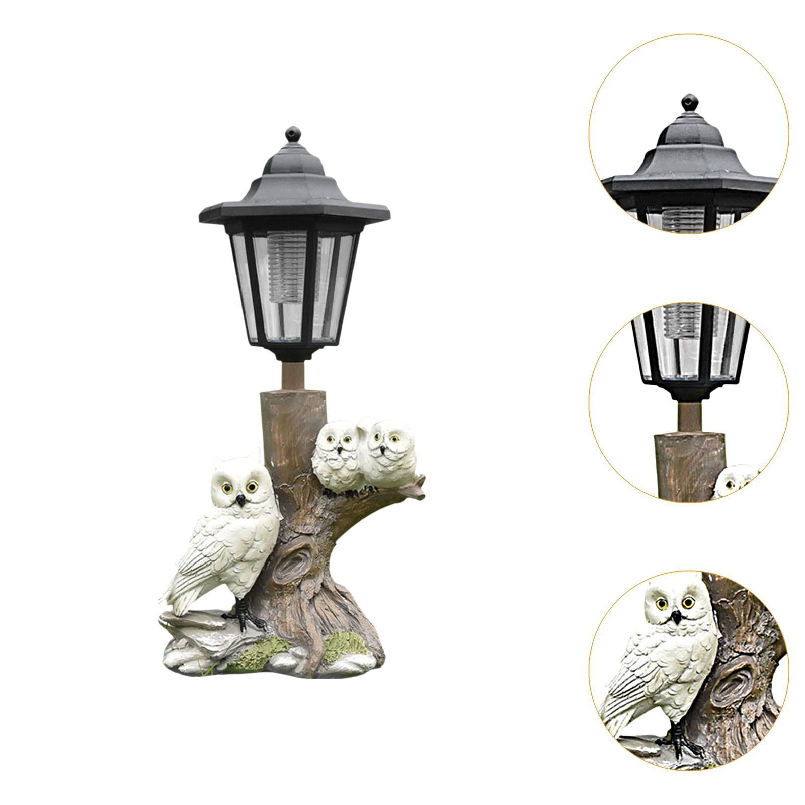 Fzaqwen Owl Figurine Collectible Gift Outdoor Yard Art Solar Lantern Solar Garden Statue