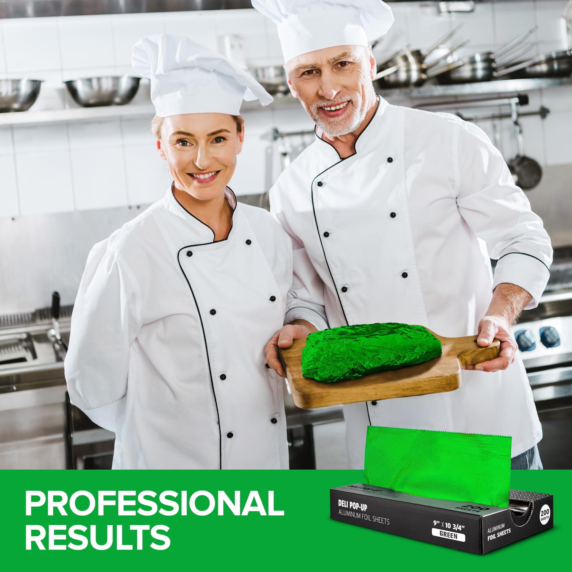 200 Count 9 Inch Green Pre Cut Aluminum Pop Up Sheets for Restaurant Disposable Food Wrap for Burrito Hot Dog or Sandwich Stock Your Home