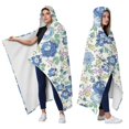 thumbnail image 2 of Wearable Blanket,Pioneer Flower Floral Print Pattern Hooded Wearable Flannel Blanket for Adults & Teens,Winter Poncho Shawl Wrap Cape Cozy Anti-Pill,50"x60", 2 of 5